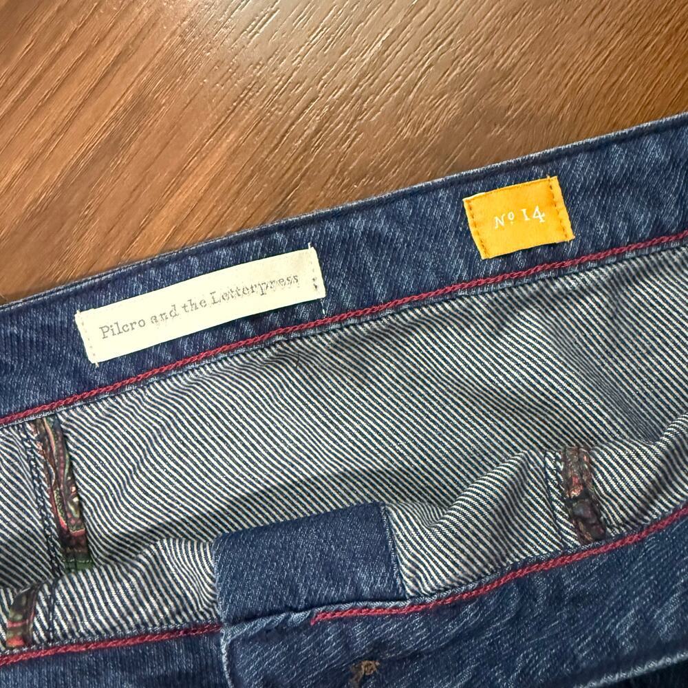 Pilcro Anthropologie Button Front Denim Skirt Sz 14 Boho Casual - Picture 7 of 8